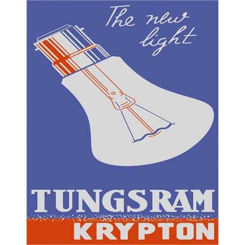 Tungsram Kripton-cartel VINTAGE de estaño, cartel, placa de pared