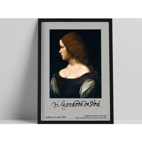 Leonardo Da Vinci Vintage Exhibition Poster, Da Vinci Follower Portrait Of A Young Lady Canvas Prints, Female Figure Painting