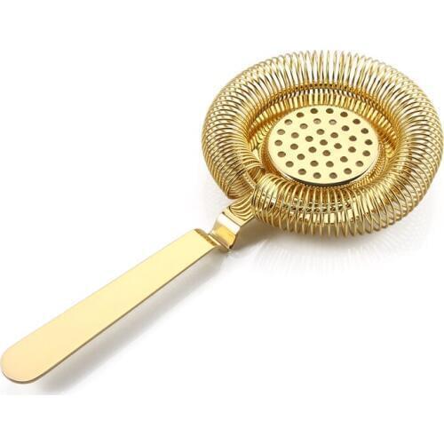 Premium Hawthorne bar Strainer in 18-8 (#304) Stainless Steel, Golden Plated Finish, High grade Cocktail Barware / Tools