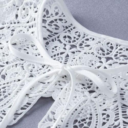 Japanese Womens Lolita Doll Double Layer Ruffles Fake Collar Shoulder Wrap Solid Color Ribbon Bowknot Bottoming Shirt Shawl Cape