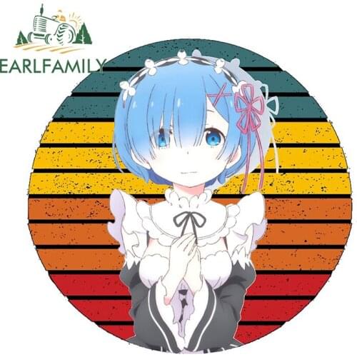 EARLFAMILY 13cm x 12.6cm for Re Zero Pack Rem Funny JDM Car Stickers Anime Waterproof 3D Car Styling Simulation Fun Decal