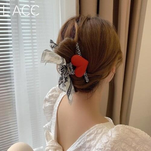 Korea Dongdaemun love catching clip hairpin female summer large net gauze bow shark clip female hairpin