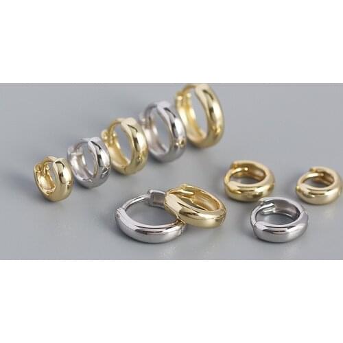 925 Sterling Silver Minimalism Punk Rock Wide Hoop Earrings for Women Men Fashion Gothic Bohe Huggie Ear Buckle Jewelry