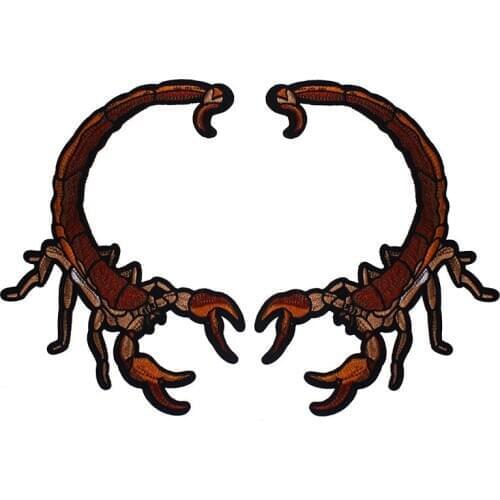 10pair Scorpion Pair Design Lace Fabric Patches Embroidery Applique Iron on Sticker Crafts Sewing Accessories for DIY TH533