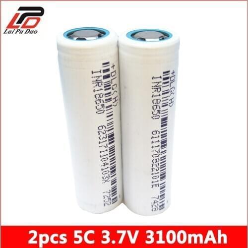2pcs 18650 Rechargeable Lithium-ion Battery 3100 Battery 3100mAh 5C 3.7V for Flashlight for Power Bank/Toys