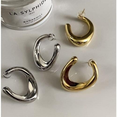 2021 New U Arc Stud Earrings Fashion Exaggerated Minimalist S925 Metal Jewelry For Women Punk Cocktail Party Best Birthday Gifts
