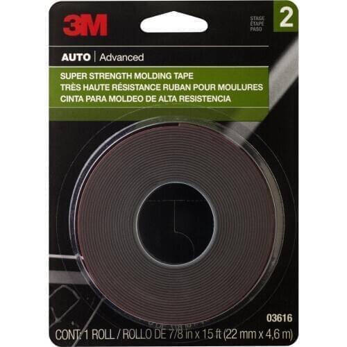 3M 3616 Super Strength Molding Tape, Highly Durable & Easy to Use, 7/8in Wide x 15 feet in Length, 1 roll