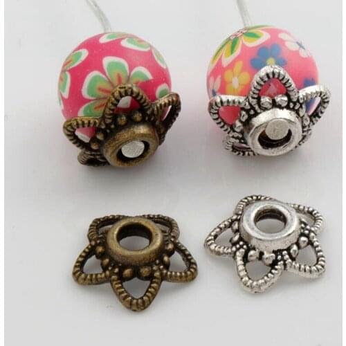 400Pcs 10.8x10.7mm Antique Silver Bronze Plat Hollow Dots Star Bead Cap Jewelry Findings Components L1056