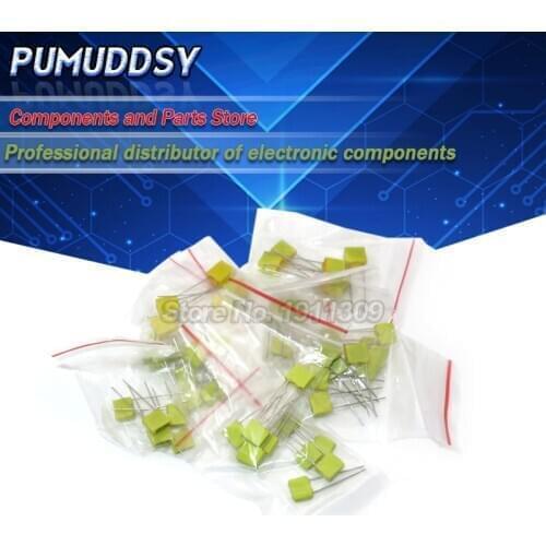 50PCS=10 kinds * 5PCS Correction capacitor package kit 100V 102J 103J 104J 152J 224J 332J 333J 472J 473J 474J KIT