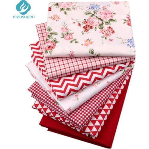 7pcs/lot Red Cotton Fabrics, Patchwork Cloth, Sewing Quilting fabrics for DIY Blankets Pillows Doll Clothes Cushions