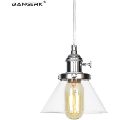 American Loft Style LED Pendant Lamp Iron Vintage Hanging Lights Glass Adjust Switch Dining Room Home Decor Lighting Luminaire