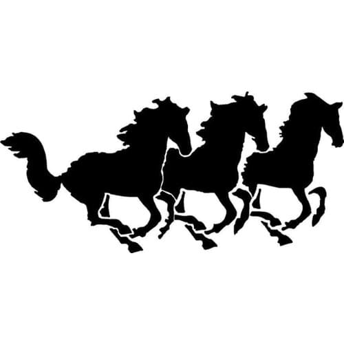 Car Stickers Three Horses Fashion PVC Car Decoration Accessories Decals Creative Waterproof Sunscreen Black/white,20cm*9cm