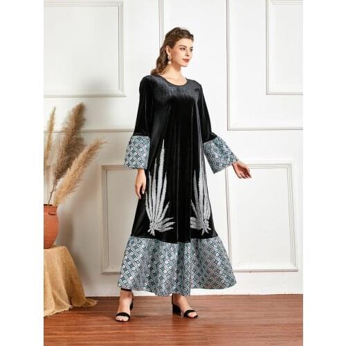 Dubai Islam Velvet Muslim Dress Women Moroccan Kaftan Kimono Jubah Long Robe Abaya Islamic Clothing Turkey Hijab Arabic Dress