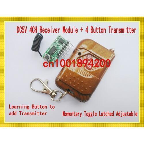 DC 5V Learning code wireless remote control Receiver module Transmitter system Toggle/Momentary/Latched Adjusted 315/433MHZ