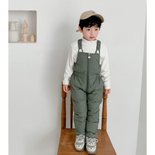 2020 Winter New Kids Down Cotton Overalls Casual Korean Solid Warm Jumpsuits for Baby Girls Boys Child Zipper Thicken Overalls