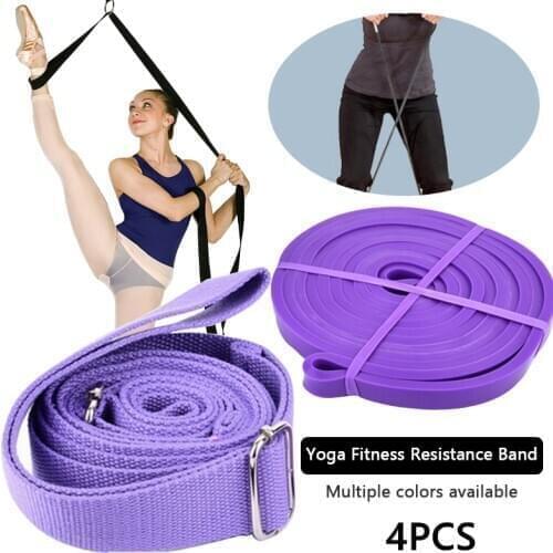 4Pcs Yoga Resistance Band Gym Fitness Pitales Stretch Belt Latin Dance Elastic Ring Tape