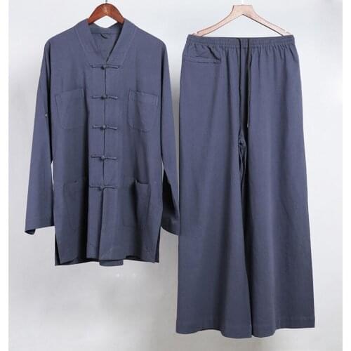 Unisex Summer&spring Pure Cotton buddha lay suits Buddhist zen clothing Shaolin Monk kung fu martial arts wushu uniforms