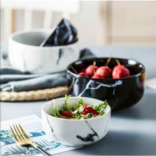 Creative Marbling Ceramic Bowl Breakfast Bowl Instant Noodle Bowl Salad Bowl Snack Bowl Soup Bowl Household Rice Bowl Kitchen