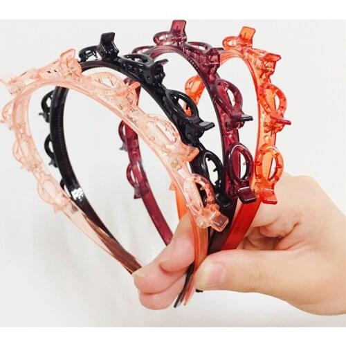 Unisex Multi-layers Hollow Braided Hair Band Hoop Clip Headband Bangs Fixed Clip Hairpin Headdress Hair Accessories for Gilrs