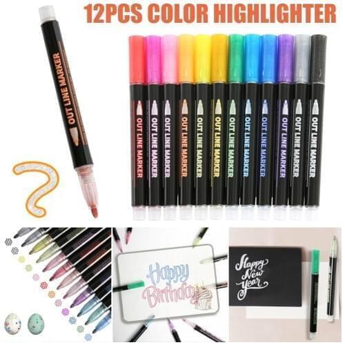 12 Marker Pen for Highlight Painting Kit for Painting Rocks Pebbles Glass Water Based Waterproof Acrylic Paint Pen NK-Sh
