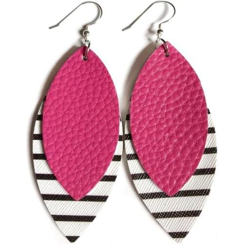 2019 New Feather Glitter Leather Earrings For Women Fashion Leather Leaf Earrings Vintage Earrings Women