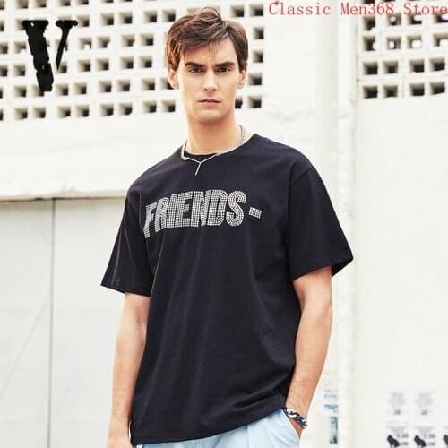 New product VLONE short-sleeved mens black friday FRIENDS hot diamond big V loose hip-hop female T-shirt trend