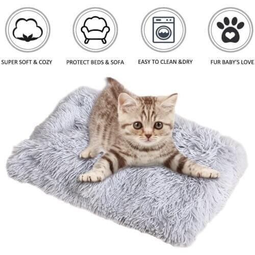 Soft Pet Dog Fluffy Blanket Cat Bed Mat Long Plush Deep Sleeping Small Medium Mattress Winter Warm Kennel Removable And Washable