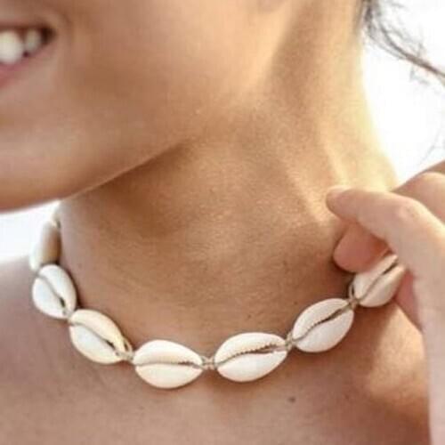 FineToo Handmade Braided Hemp Macrame Shell Choker Bohemian Beach Necklace Statement Necklaces for Women Collier Femme