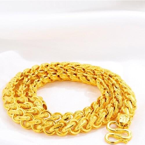 Luxury Gold 14K Chain Plated Necklace for Men Wedding Engagement Jewelry Lucky Chain Jewelry for Male Anniversary Birthday Gifts