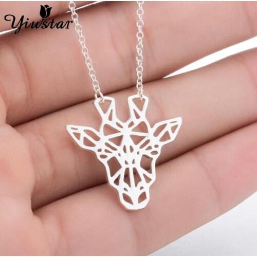 Christmas Stainless Steel Giraffe Pendant Necklaces for Women Gifts Chains Men Necklace Animal Hollow Lattice Yiustar Jewelry