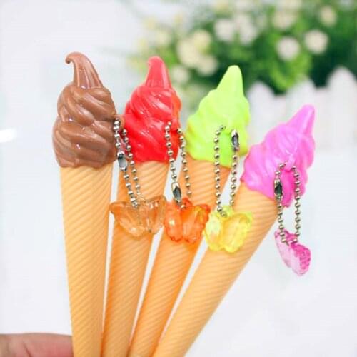 Ice Cream Pen Gel Pen Fresh and Cute Creative Stationery Gel Pen Wholesale Butterfly Pendant Ice Cream Shaped Mechanical Pencil