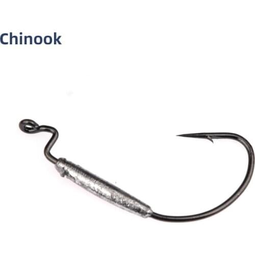 Chinook Fishing Soft Lure Weighted wide Swimbait Hooks Worm Hooks High Carbon Steel Wide Fishhooks Bait Tackle