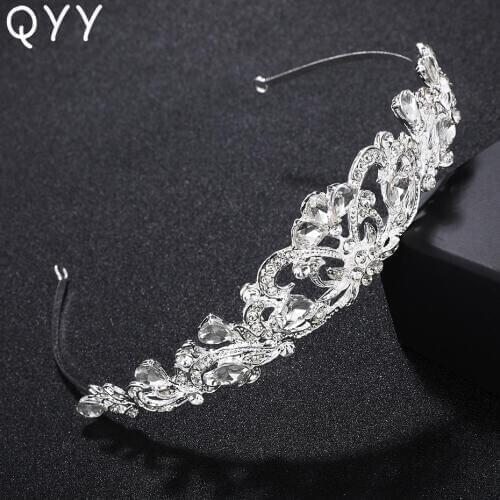 Silver Color Headband Rhinestone Charm Crown Wedding Crystal Tiaras Gold For Women Bridal Hair Accessories Rim for Hair