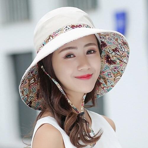 2020 New Women Sunhat Summer Beach Bowknot Wide Brim Sun Hat Travel Outdoor Reversible Foldable Cap Hat Sun Protection Caps