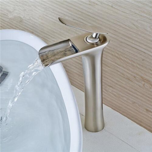 Bathroom Basin Faucets Nickel Brass Waterfall Faucets Single Hole Cold and Hot Water Tap Basin Faucet Sink Mixer Taps Torneira