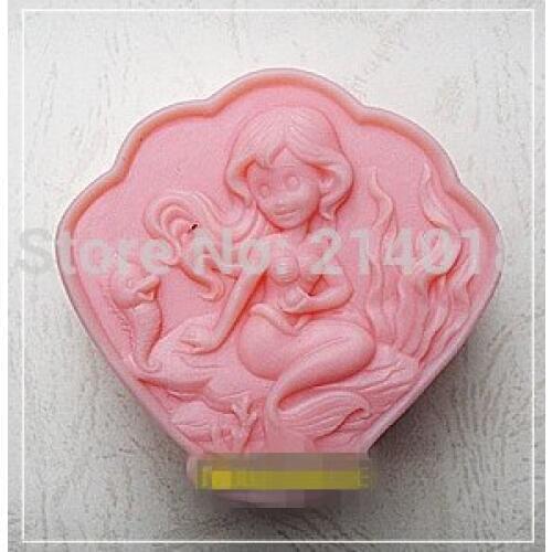 Resin Soap Chocolate Molds Cake Candle Pudding Cookie Jelly Handmade Soap Mould NO.:SO387 Sea-maid Fish Soft Silicone Mermaid 3D