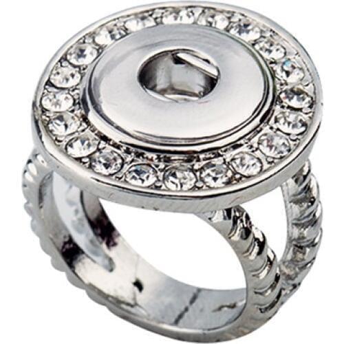 SR12-9 10pcs wholesale popular street crystal snap Designer DIY matal ring OEM ODM 12mm snap rings button ring 17-19 mm size 7