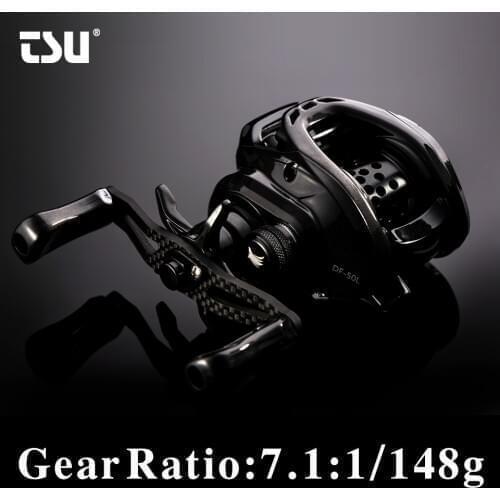 TSURINOYA 148g 7.1:1 Bait Finesse High Gear Ratio Ultralight Baitcasting Fishing Reel DARK WOLF 50 Trout Ajing Carbon Saltwater