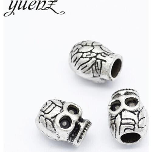 YuenZ 8pcs European Beads Big Hole Halloween skull Beads Tibetan Silver Spacer Beads Plated For Charm Bracelets Making DIY R202