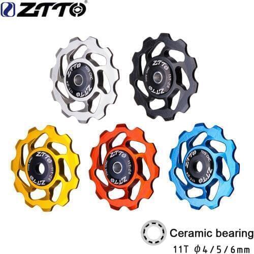 ZTTO 11T MTB Bicycle Rear Derailleur Jockey Wheel Ceramic Bearing Pulley AL7075 CNC Road Bike Guide Roller Idler 4mm 5mm 6mm