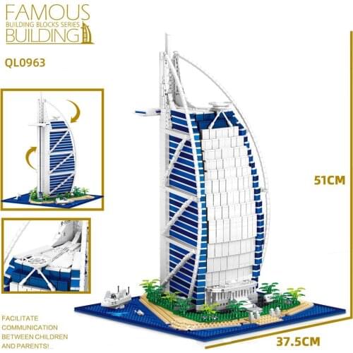 0963 2798PCS Chinese Architecture Building Toys The De La Tour Hotel Arabia Assembly Building Blocks Bricks Toys For Children