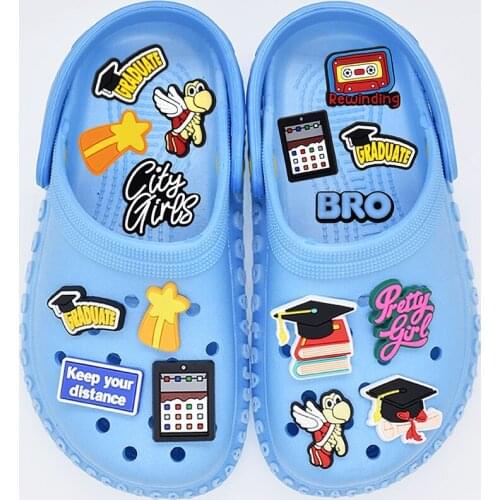 1 Pcs 2021 Hot Selling Cartoon Word Cute Icon Shoes Charms Silicone Slipper Accessories High Quality For Gifts Decor