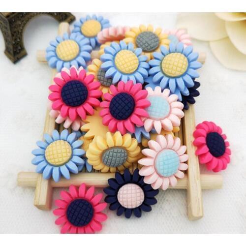 50pcs Matte Sunflower Flatback Beads For Scrapbooking Craft Diy Hair Clip Figurines Headwear Cellphone Decoration