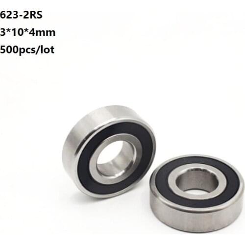 500pcs/lot 623RS 623-2RS 623 RS 2RS Miniature mini ball bearings 3*10*4mm Deep Groove Ball bearing 3x10x4mm
