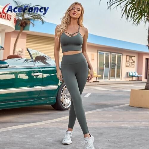 Acefancy Seamless Yoga Set ZC4341 Seamless Sport Bra Push Up Yoga Leggings Sets Yoga Gym Woman Fitness Sets Sportswear For Women