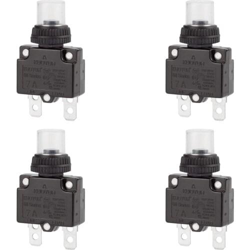 7Amp Circuit BreakersThermal Overload Switch ProtectorManual Push Button Reset with Quick Connect Terminals&Waterproof ButtonCap