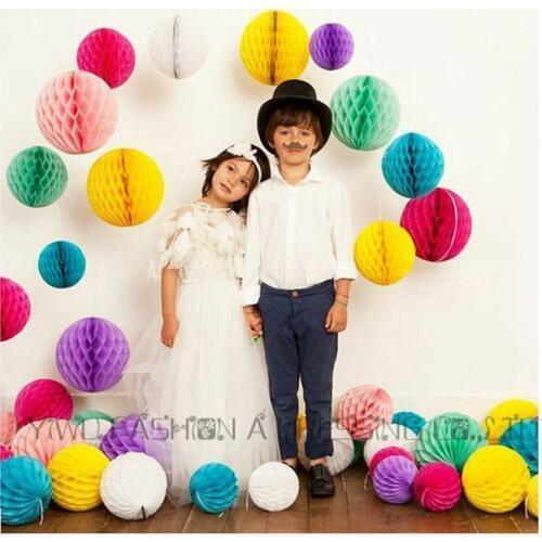 Free shipping 16pcs/lot 8"(20cm) hanging paper honeycomb balls tissue flower wedding party decorations 16 colors available