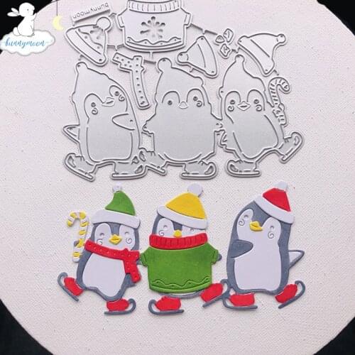 Bunnymoon three penguins 2020 New Metal Cutting Die 3D DIY Scrapbooking Carbon Sharp Craft Die Photo Invitation Cards Decoration