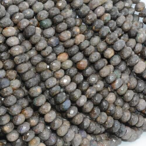 Natural Simple Quality Black / Grey Opal Faceted Rondelle Beads 6mm-6.2mm,Thickness 3mm-4.5mm