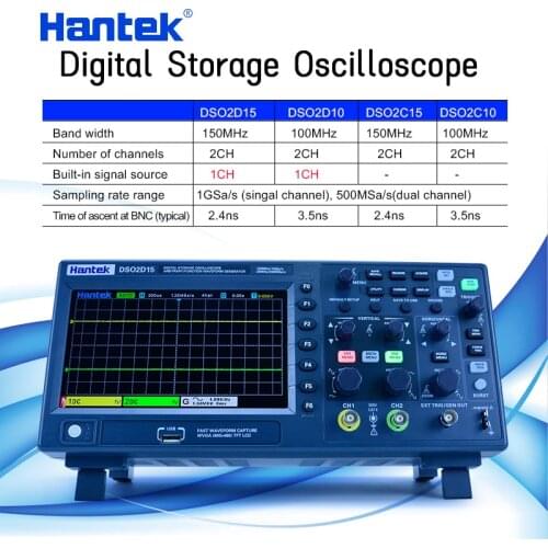 Hantek Digital Oscilloscope USB 2 Channels 100Mhz/150Mhz DSO2C10 2C15 2D10 2D15 Storage Osciloscopio 1GSa/s Sample Rate